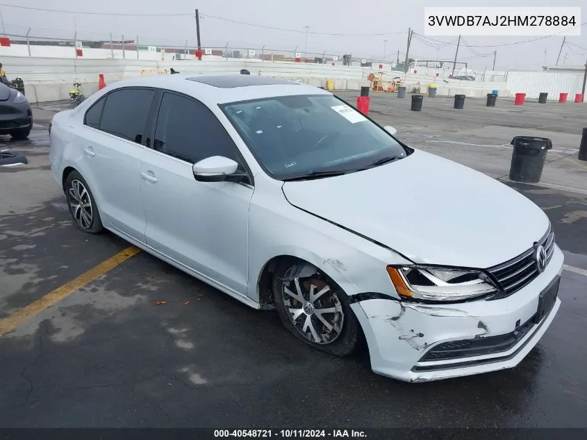 2017 Volkswagen Jetta 1.4T Se VIN: 3VWDB7AJ2HM278884 Lot: 40548721