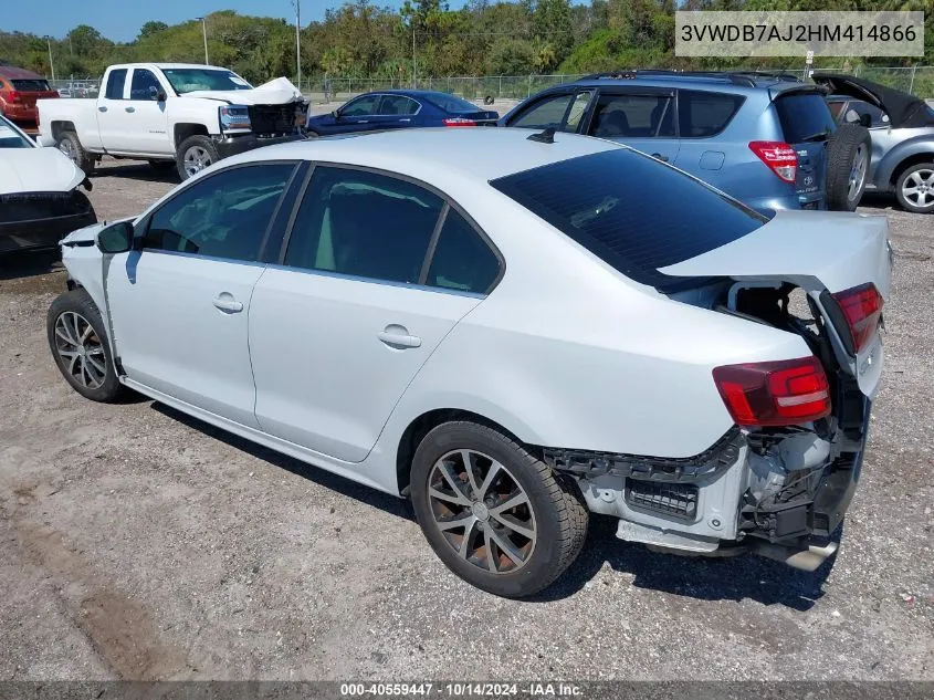 2017 Volkswagen Jetta 1.4T Se VIN: 3VWDB7AJ2HM414866 Lot: 40559447