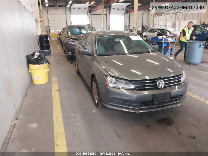 3VW2B7AJ2HM317030 2017 Volkswagen Jetta S