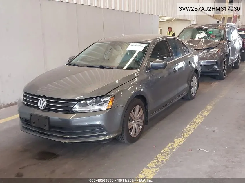 2017 Volkswagen Jetta S VIN: 3VW2B7AJ2HM317030 Lot: 40563890