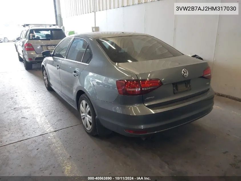 3VW2B7AJ2HM317030 2017 Volkswagen Jetta S