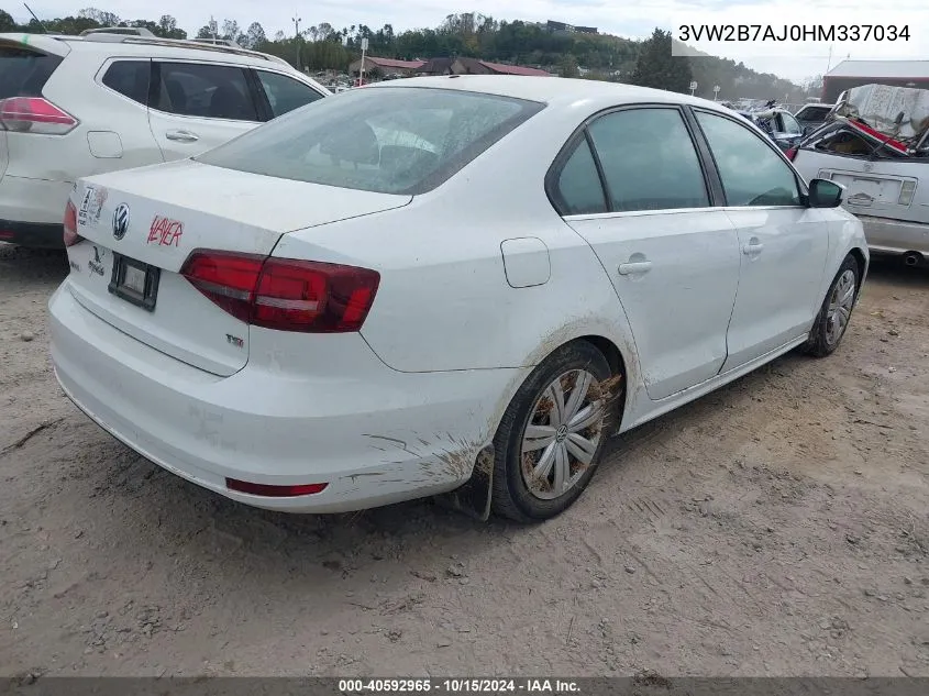 2017 Volkswagen Jetta 1.4T S VIN: 3VW2B7AJ0HM337034 Lot: 40592965