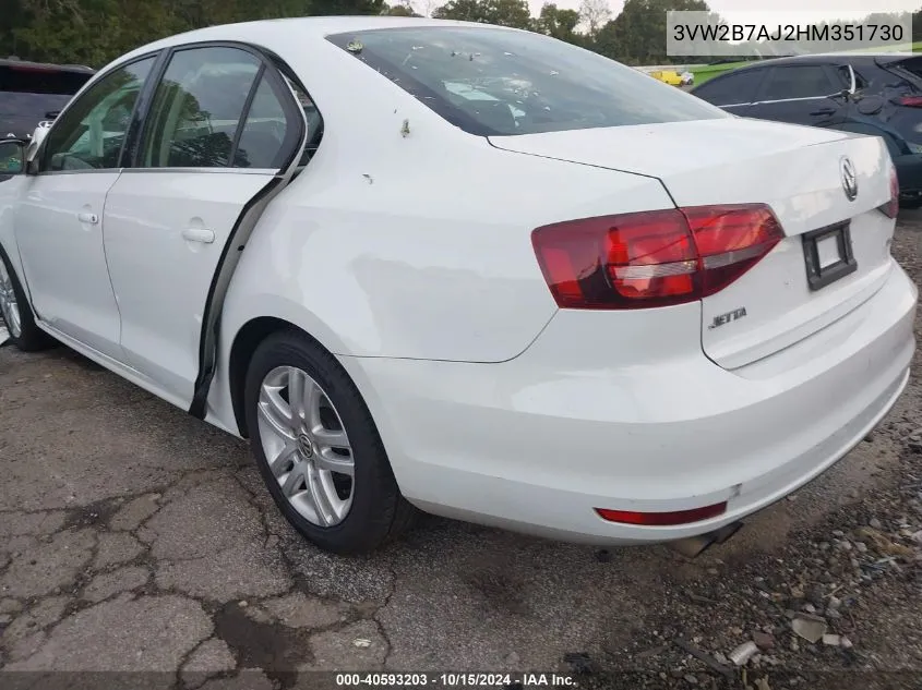 2017 Volkswagen Jetta 1.4T S VIN: 3VW2B7AJ2HM351730 Lot: 40593203