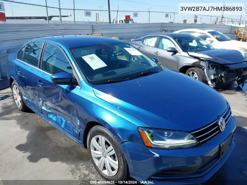 2017 Volkswagen Jetta 1.4T S VIN: 3VW2B7AJ7HM386893 Lot: 40594625