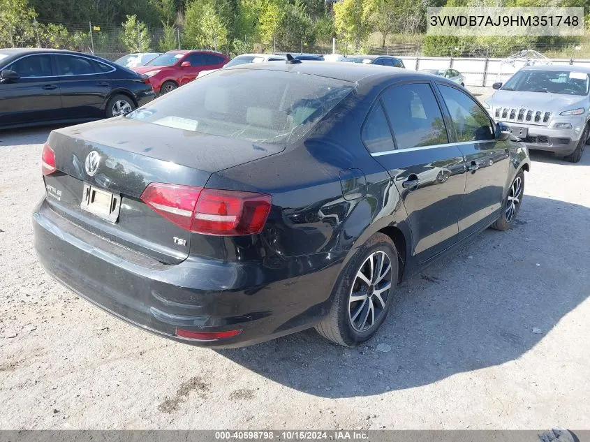 2017 Volkswagen Jetta 1.4T Se VIN: 3VWDB7AJ9HM351748 Lot: 40598798