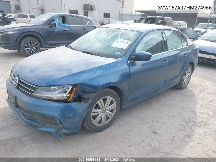 2017 Volkswagen Jetta 1.4T S VIN: 3VW167AJ7HM274966 Lot: 40599138