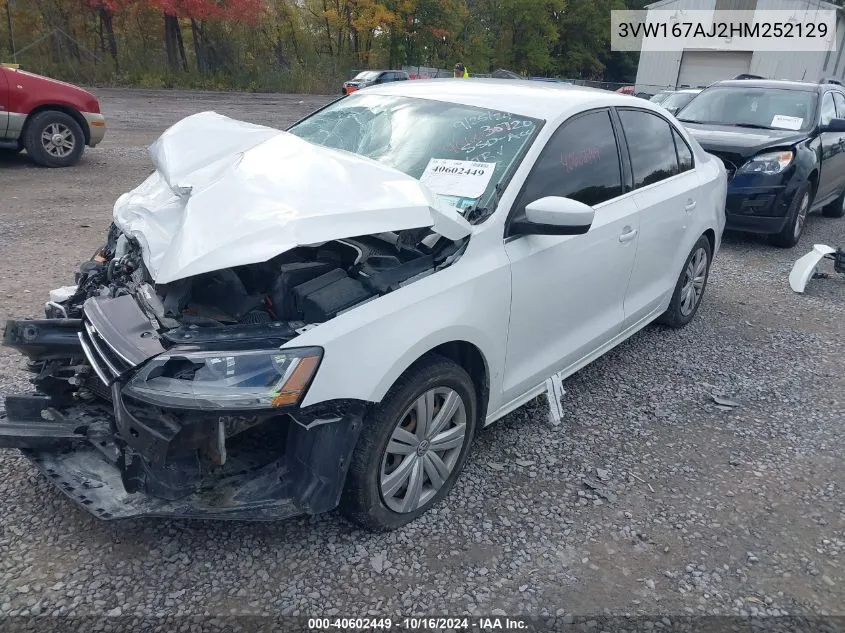 2017 Volkswagen Jetta 1.4T S VIN: 3VW167AJ2HM252129 Lot: 40602449