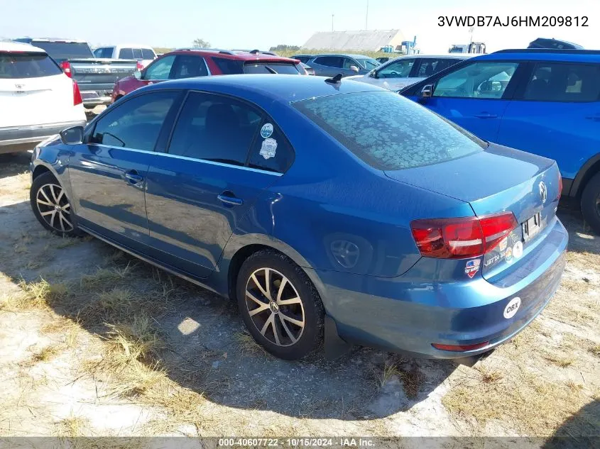 2017 Volkswagen Jetta 1.4T Se VIN: 3VWDB7AJ6HM209812 Lot: 40607722