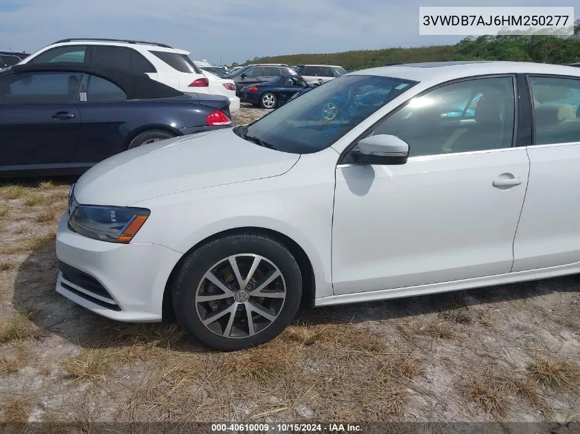 2017 Volkswagen Jetta 1.4T Se VIN: 3VWDB7AJ6HM250277 Lot: 40610009