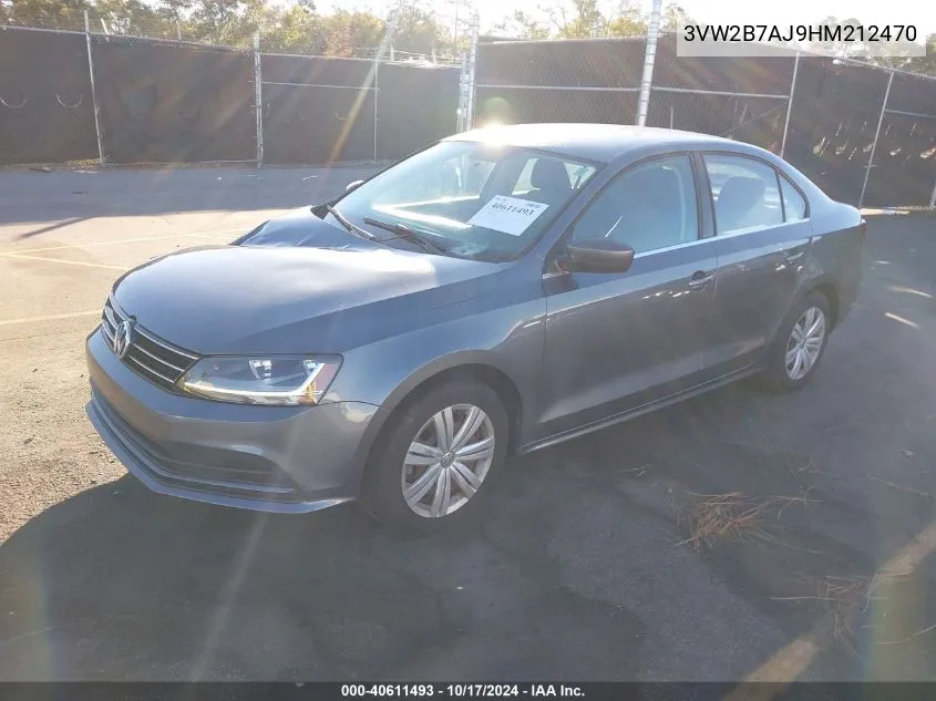 2017 Volkswagen Jetta 1.4T S VIN: 3VW2B7AJ9HM212470 Lot: 40611493