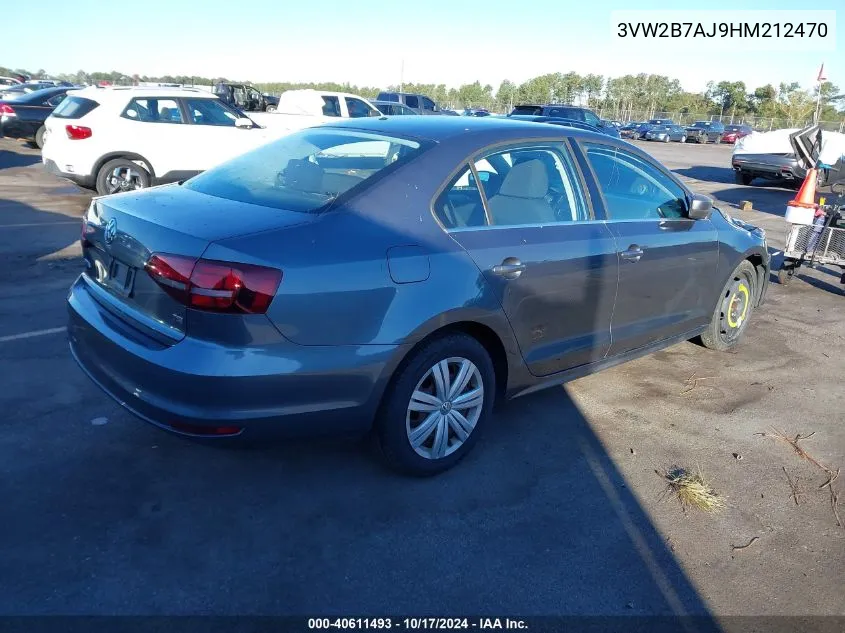 2017 Volkswagen Jetta 1.4T S VIN: 3VW2B7AJ9HM212470 Lot: 40611493