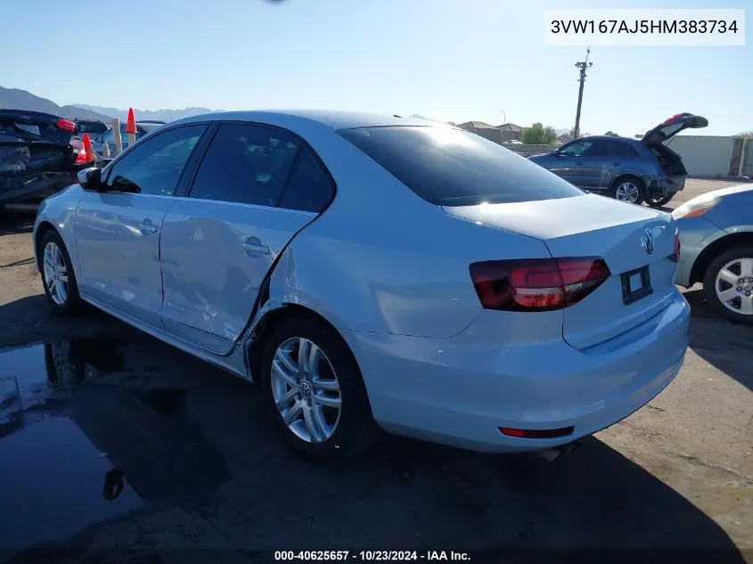 2017 Volkswagen Jetta 1.4T S VIN: 3VW167AJ5HM383734 Lot: 40625657