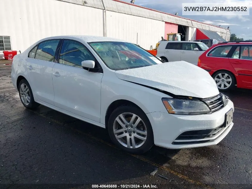 2017 Volkswagen Jetta 1.4T S VIN: 3VW2B7AJ2HM230552 Lot: 40645688