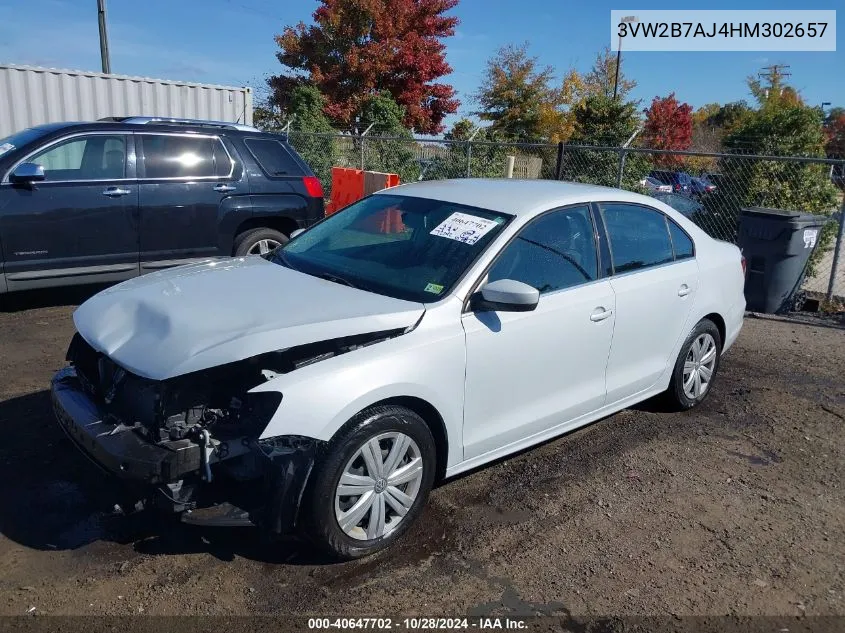 2017 Volkswagen Jetta 1.4T S VIN: 3VW2B7AJ4HM302657 Lot: 40647702