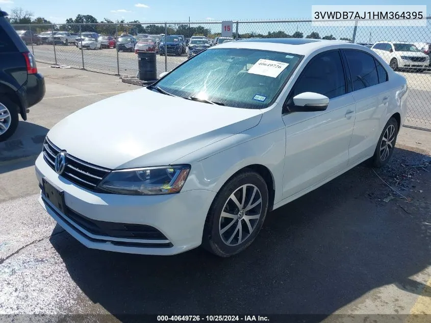 2017 Volkswagen Jetta 1.4T Se VIN: 3VWDB7AJ1HM364395 Lot: 40649726