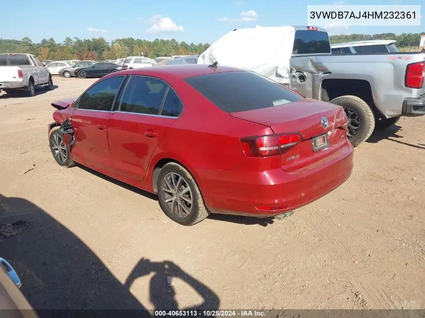 2017 Volkswagen Jetta 1.4T Se VIN: 3VWDB7AJ4HM232361 Lot: 40653113