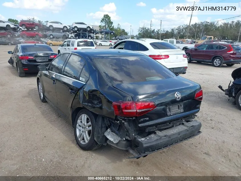 2017 Volkswagen Jetta 1.4T S VIN: 3VW2B7AJ1HM314779 Lot: 40665212