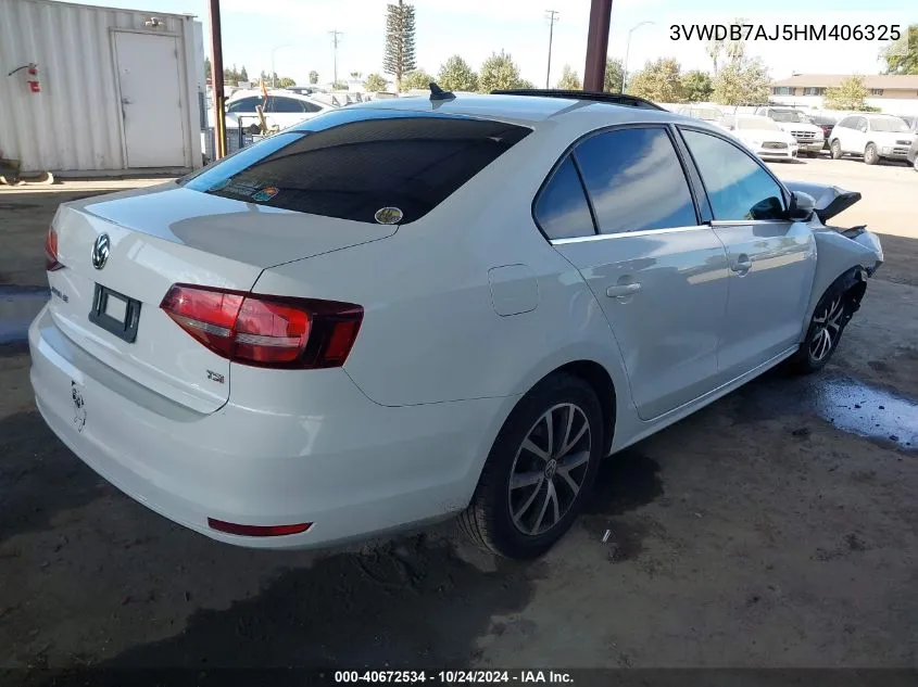 2017 Volkswagen Jetta Se VIN: 3VWDB7AJ5HM406325 Lot: 40672534