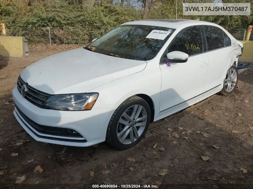 2017 Volkswagen Jetta 1.8T Sel/1.8T Sel Premium VIN: 3VWL17AJ5HM370487 Lot: 40690854