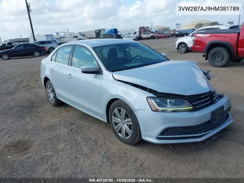 2017 Volkswagen Jetta 1.4T S VIN: 3VW2B7AJ9HM381789 Lot: 40725780