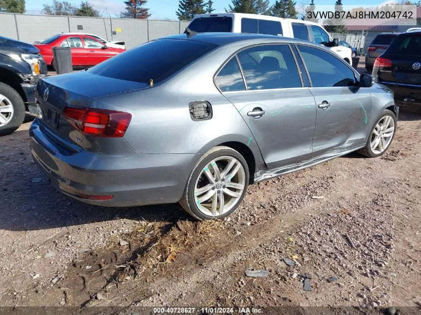 2017 Volkswagen Jetta 1.4T Se VIN: 3VWDB7AJ8HM204742 Lot: 40728627