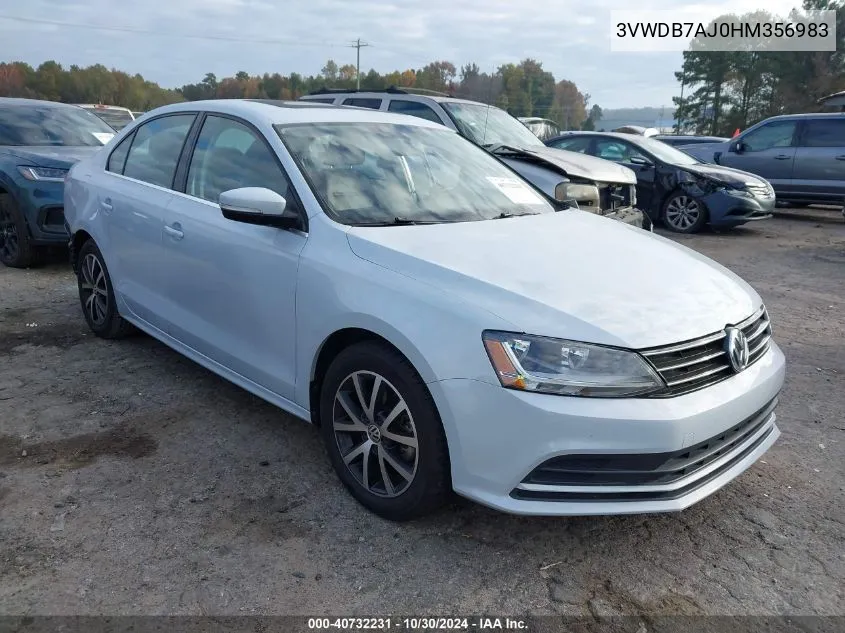 2017 Volkswagen Jetta 1.4T Se VIN: 3VWDB7AJ0HM356983 Lot: 40732231