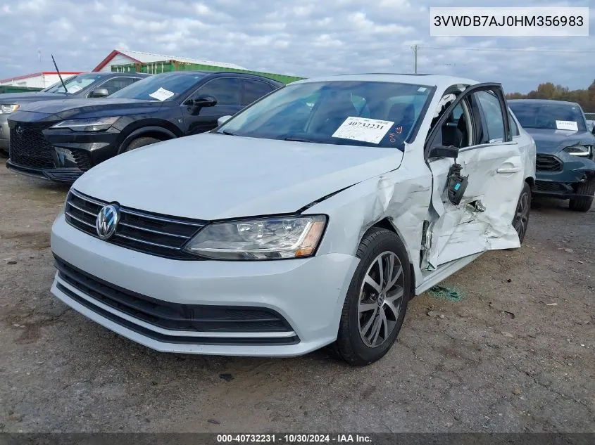 2017 Volkswagen Jetta 1.4T Se VIN: 3VWDB7AJ0HM356983 Lot: 40732231