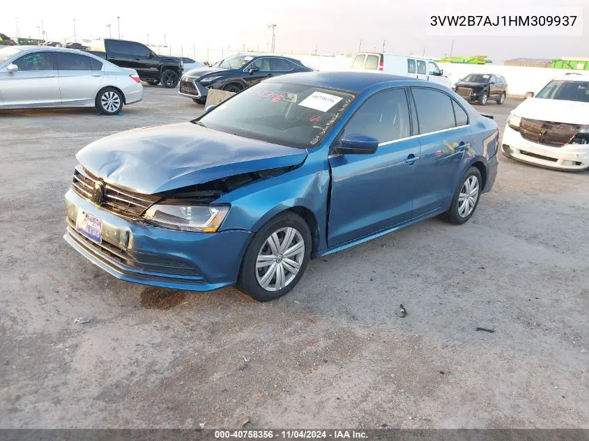 2017 Volkswagen Jetta S VIN: 3VW2B7AJ1HM309937 Lot: 40758356