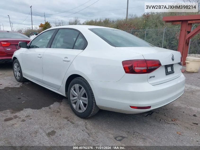 2017 Volkswagen Jetta 1.4T S VIN: 3VW2B7AJXHM398214 Lot: 40762376