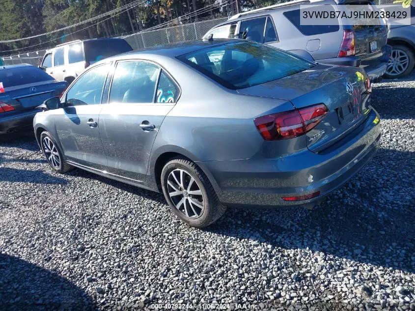 2017 Volkswagen Jetta 1.4T Se VIN: 3VWDB7AJ9HM238429 Lot: 40792244