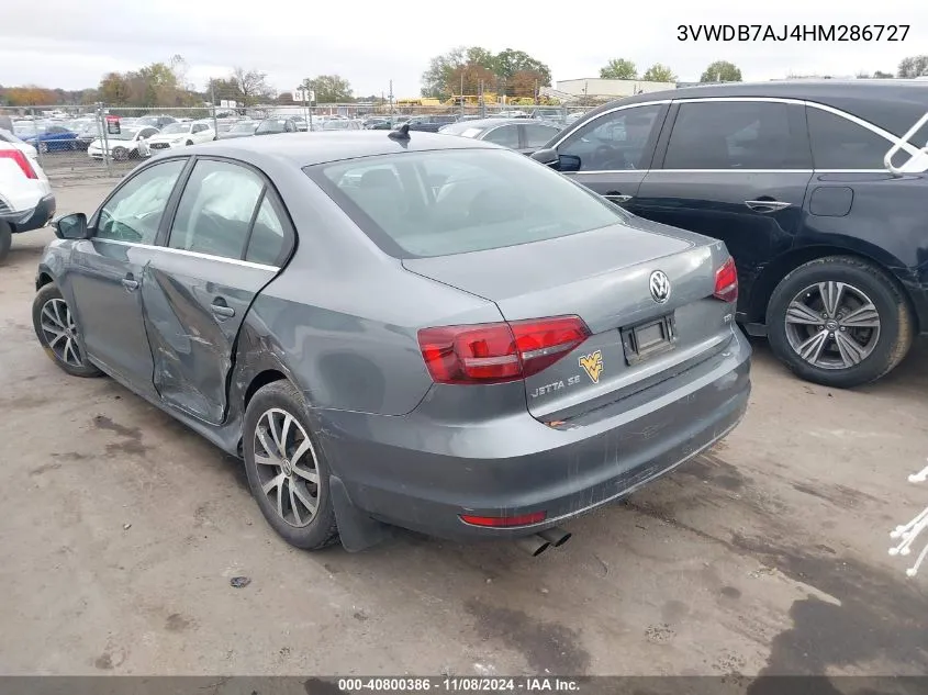 2017 Volkswagen Jetta 1.4T Se VIN: 3VWDB7AJ4HM286727 Lot: 40800386