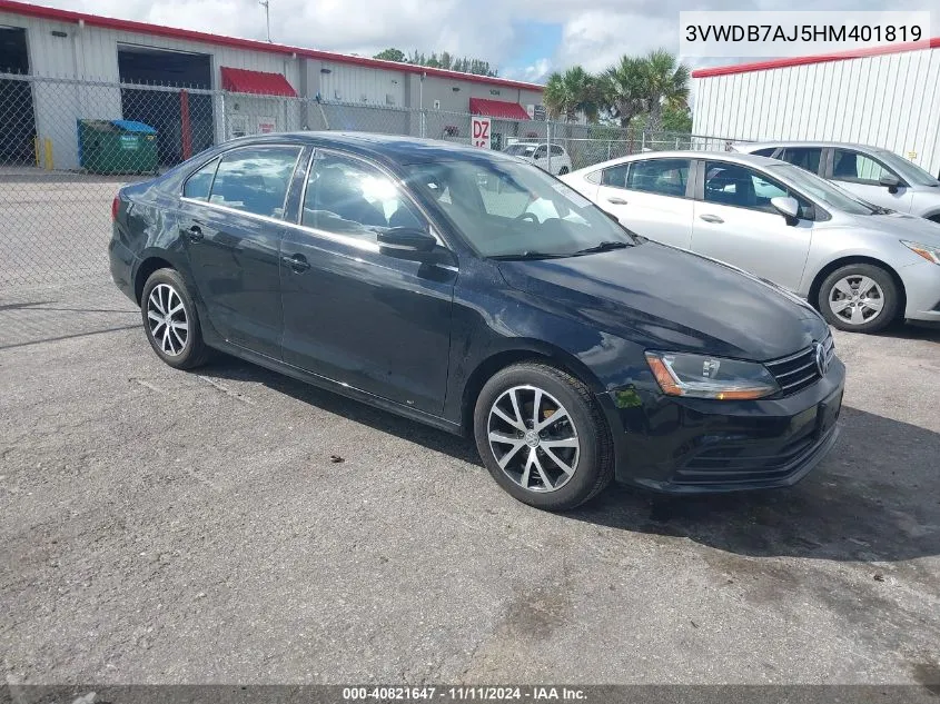 2017 Volkswagen Jetta 1.4T Se VIN: 3VWDB7AJ5HM401819 Lot: 40821647