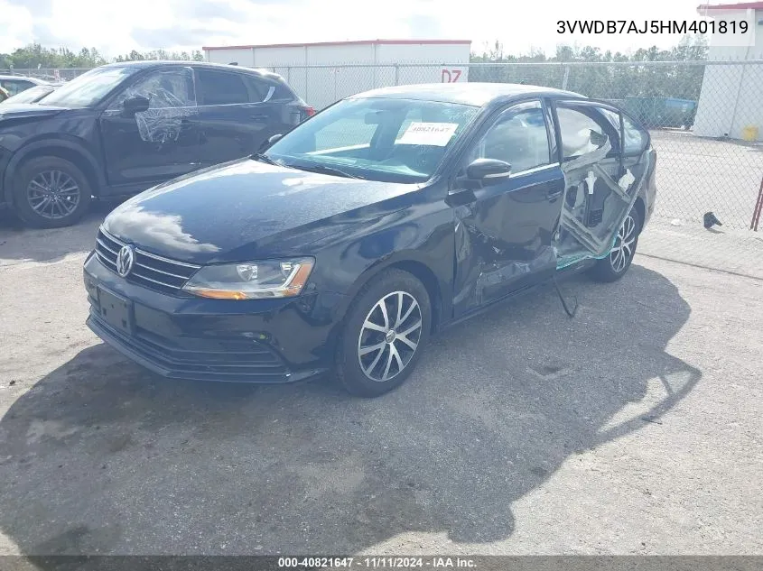 2017 Volkswagen Jetta 1.4T Se VIN: 3VWDB7AJ5HM401819 Lot: 40821647