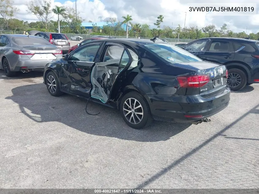 2017 Volkswagen Jetta 1.4T Se VIN: 3VWDB7AJ5HM401819 Lot: 40821647