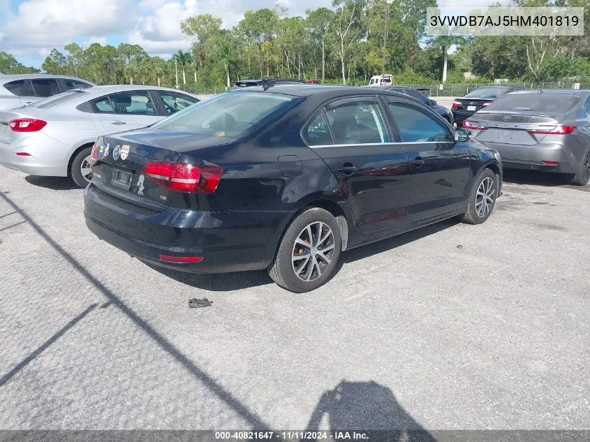 2017 Volkswagen Jetta 1.4T Se VIN: 3VWDB7AJ5HM401819 Lot: 40821647