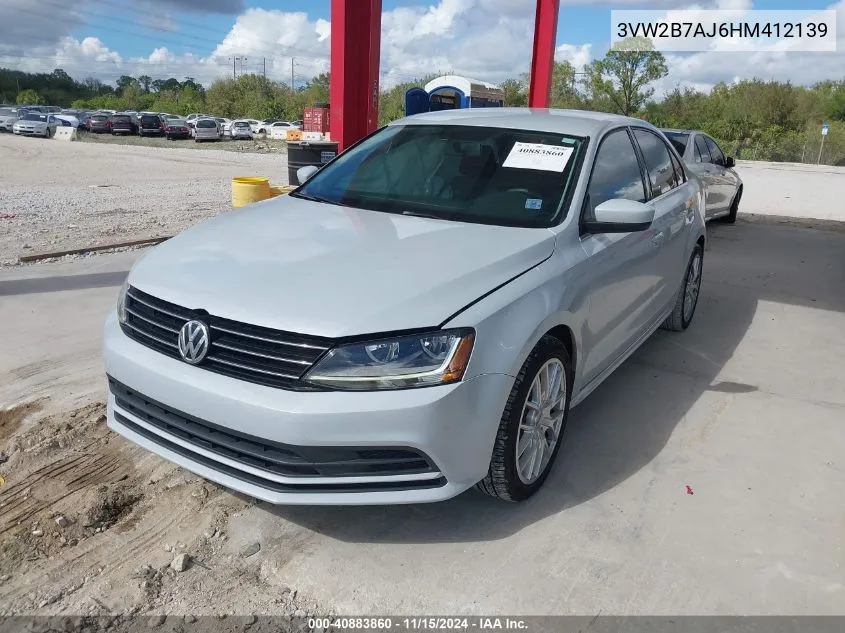 2017 Volkswagen Jetta 1.4T S VIN: 3VW2B7AJ6HM412139 Lot: 40883860