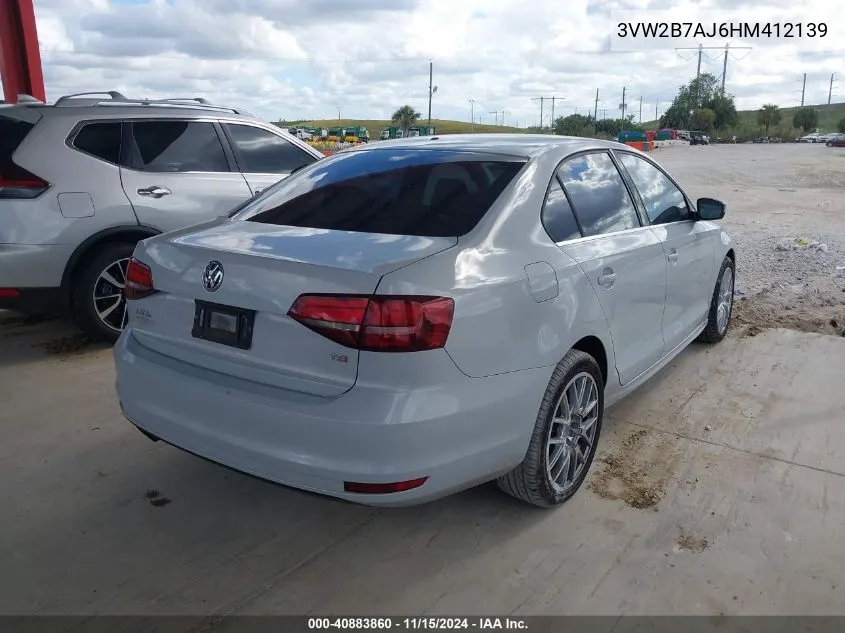 2017 Volkswagen Jetta 1.4T S VIN: 3VW2B7AJ6HM412139 Lot: 40883860