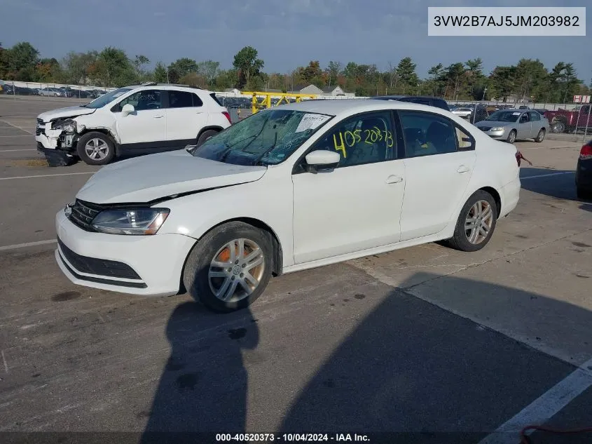 2018 Volkswagen Jetta 1.4T S VIN: 3VW2B7AJ5JM203982 Lot: 40520373