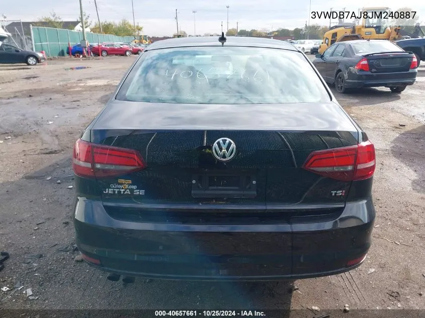 2018 Volkswagen Jetta 1.4T Se/1.4T Wolfsburg Edition VIN: 3VWDB7AJ8JM240887 Lot: 40657661