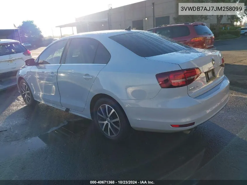 2018 Volkswagen Jetta 1.4T Se/1.4T Wolfsburg Edition VIN: 3VWDB7AJ7JM258099 Lot: 40671368