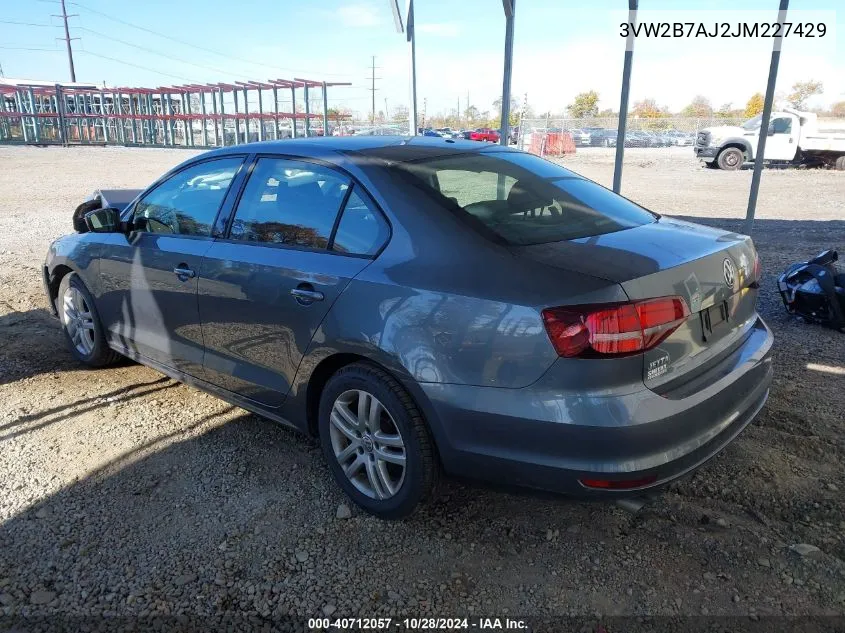 2018 Volkswagen Jetta 1.4T S VIN: 3VW2B7AJ2JM227429 Lot: 40712057