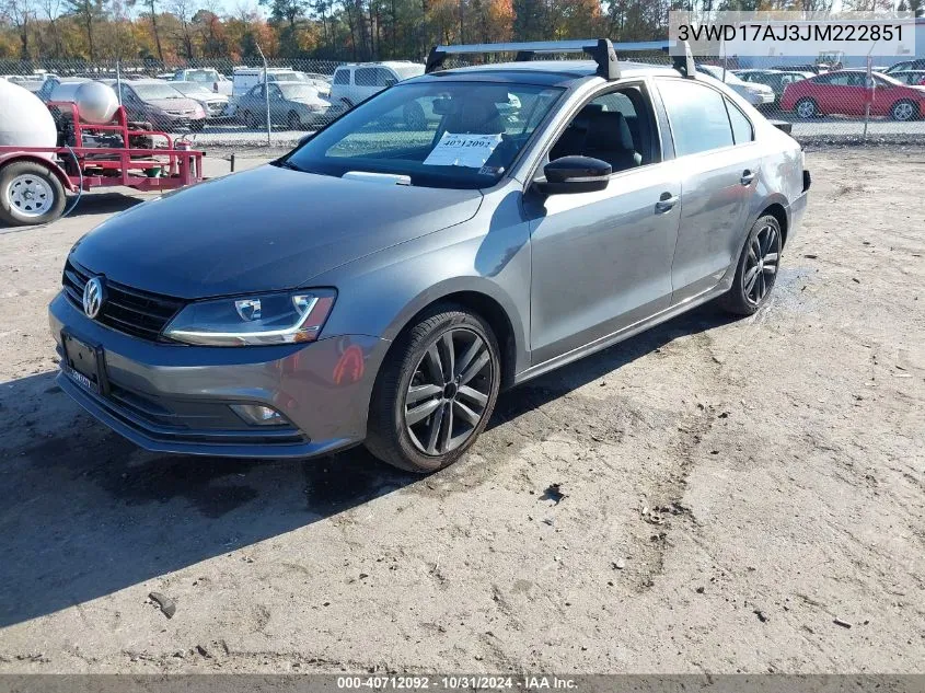 2018 Volkswagen Jetta 1.8T Se Sport VIN: 3VWD17AJ3JM222851 Lot: 40712092