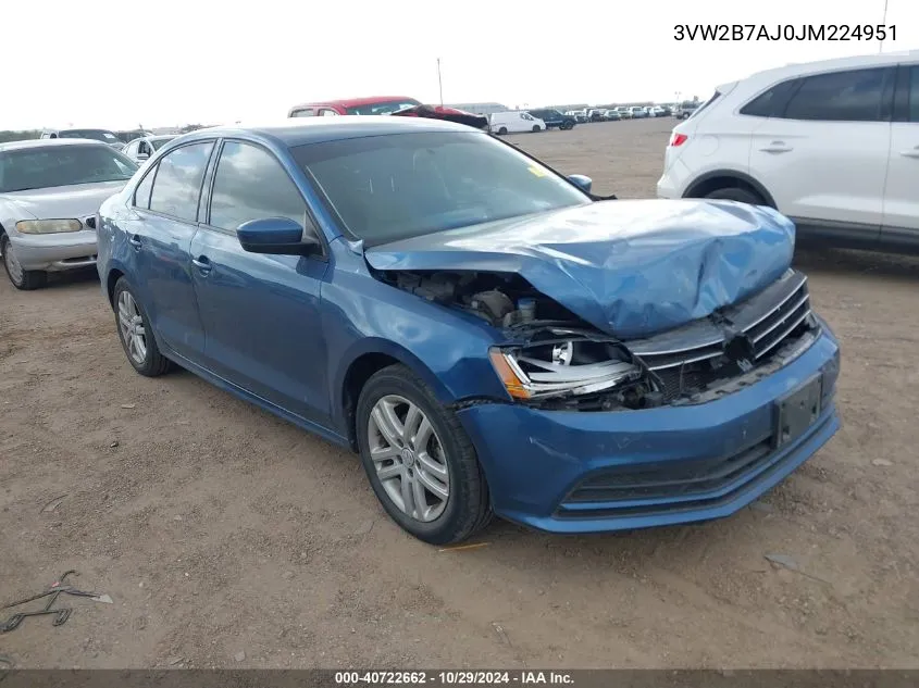 2018 Volkswagen Jetta 1.4T S VIN: 3VW2B7AJ0JM224951 Lot: 40722662