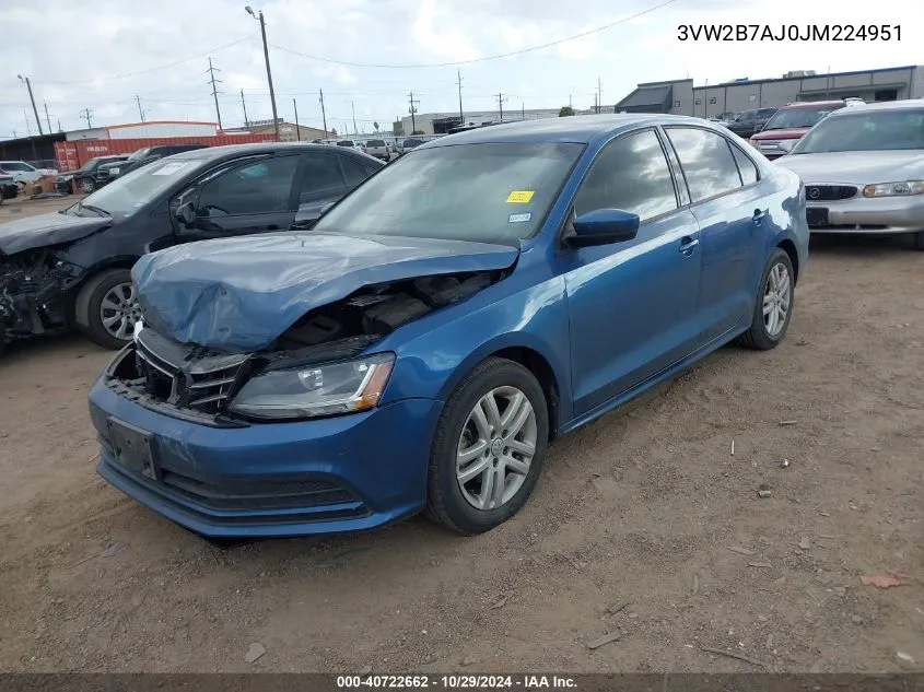 2018 Volkswagen Jetta 1.4T S VIN: 3VW2B7AJ0JM224951 Lot: 40722662