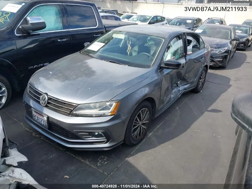 2018 Volkswagen Jetta 1.4T Se/1.4T Wolfsburg Edition VIN: 3VWDB7AJ9JM211933 Lot: 40724928