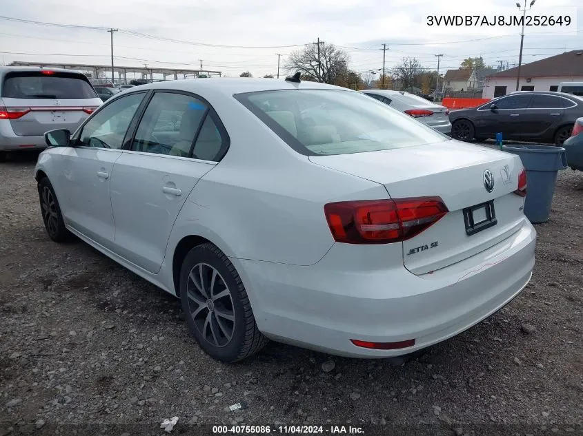 2018 Volkswagen Jetta 1.4T Se/1.4T Wolfsburg Edition VIN: 3VWDB7AJ8JM252649 Lot: 40755086