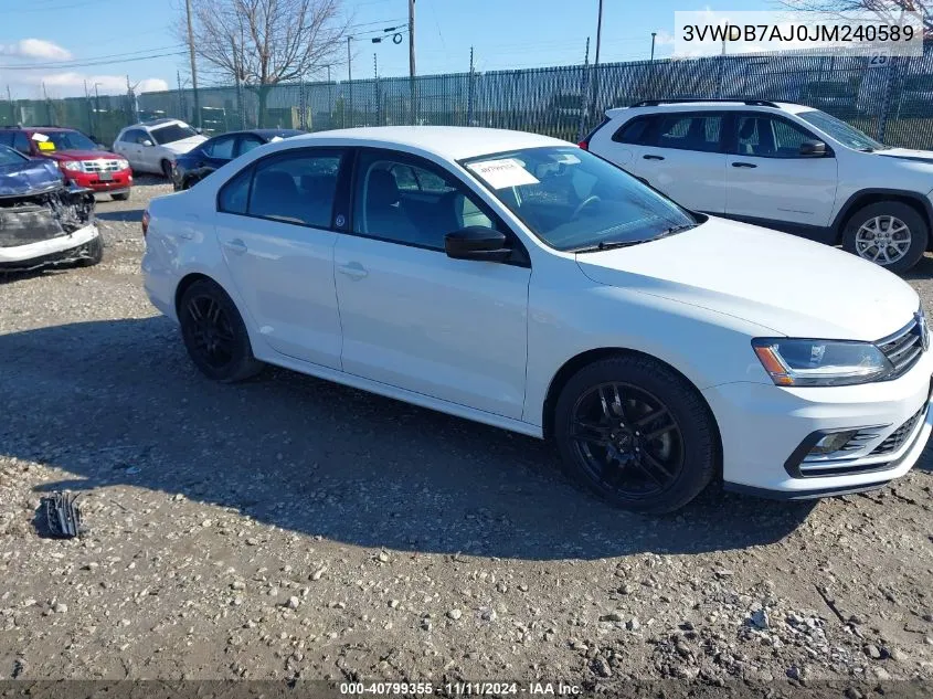 2018 Volkswagen Jetta 1.4T Se/1.4T Wolfsburg Edition VIN: 3VWDB7AJ0JM240589 Lot: 40799355