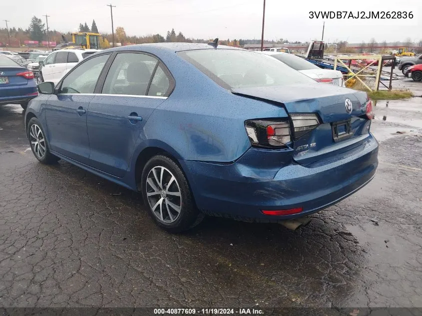 2018 Volkswagen Jetta 1.4T Se/1.4T Wolfsburg Edition VIN: 3VWDB7AJ2JM262836 Lot: 40877609