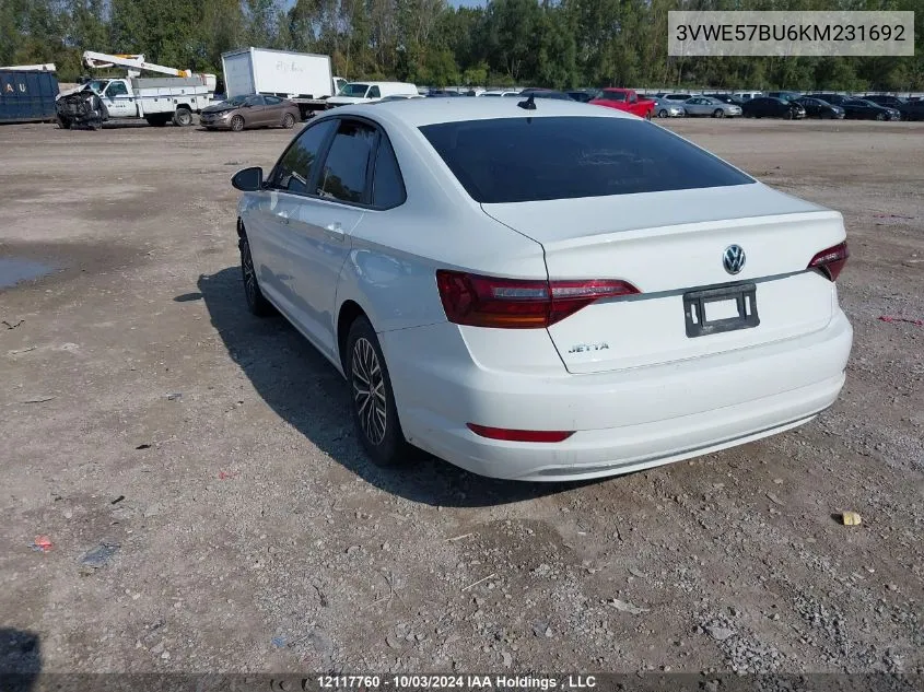 2019 Volkswagen Jetta Sel VIN: 3VWE57BU6KM231692 Lot: 12117760