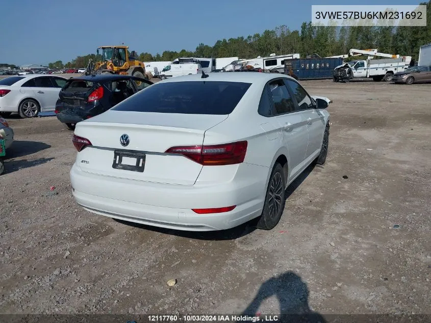 2019 Volkswagen Jetta Sel VIN: 3VWE57BU6KM231692 Lot: 12117760